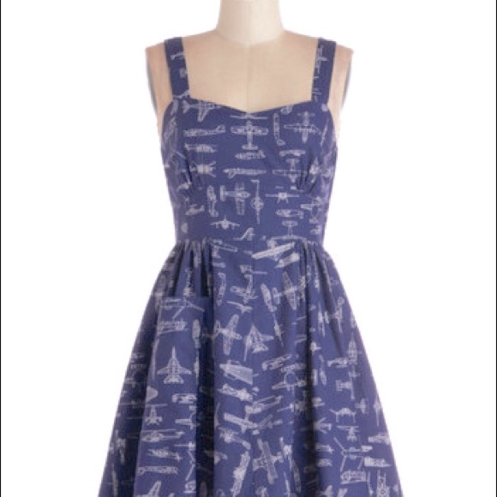 ModCloth Bea and Dot On a Barrel Roll Dress - sz L